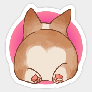 Watercolor Corgi Fluffy Butt Sticker